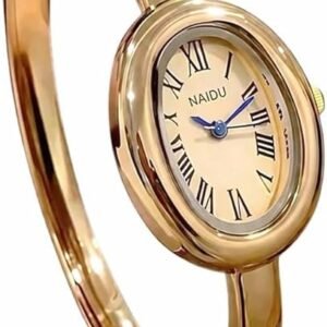 Women's Bangle Bracelet Watch, Oval Dial, Roman Numeral, Elegant Style